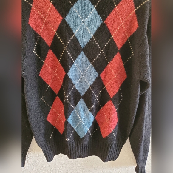 Traditionalist Shetland 100% Wool Diamond Pattern Sweater Size Large - Picture 4 of 6